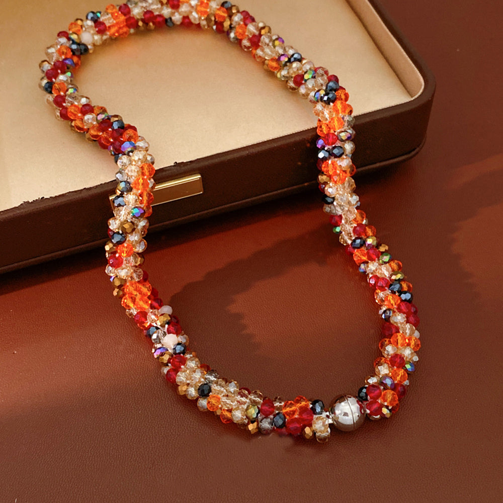 Stylish Colorful Glass Beads Choker Necklace 6W6JNC973