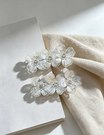 Sparkly Rhinestone Flower Duckbill Hair Clip 6W6HCP1676
