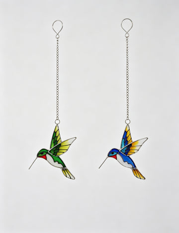 Hummingbird Painted Stained Glass Window Suncatcher 6H7HLS182