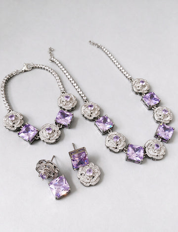 Elegant Rhinestone Floral Geometry Choker Necklace 6W6JNC963