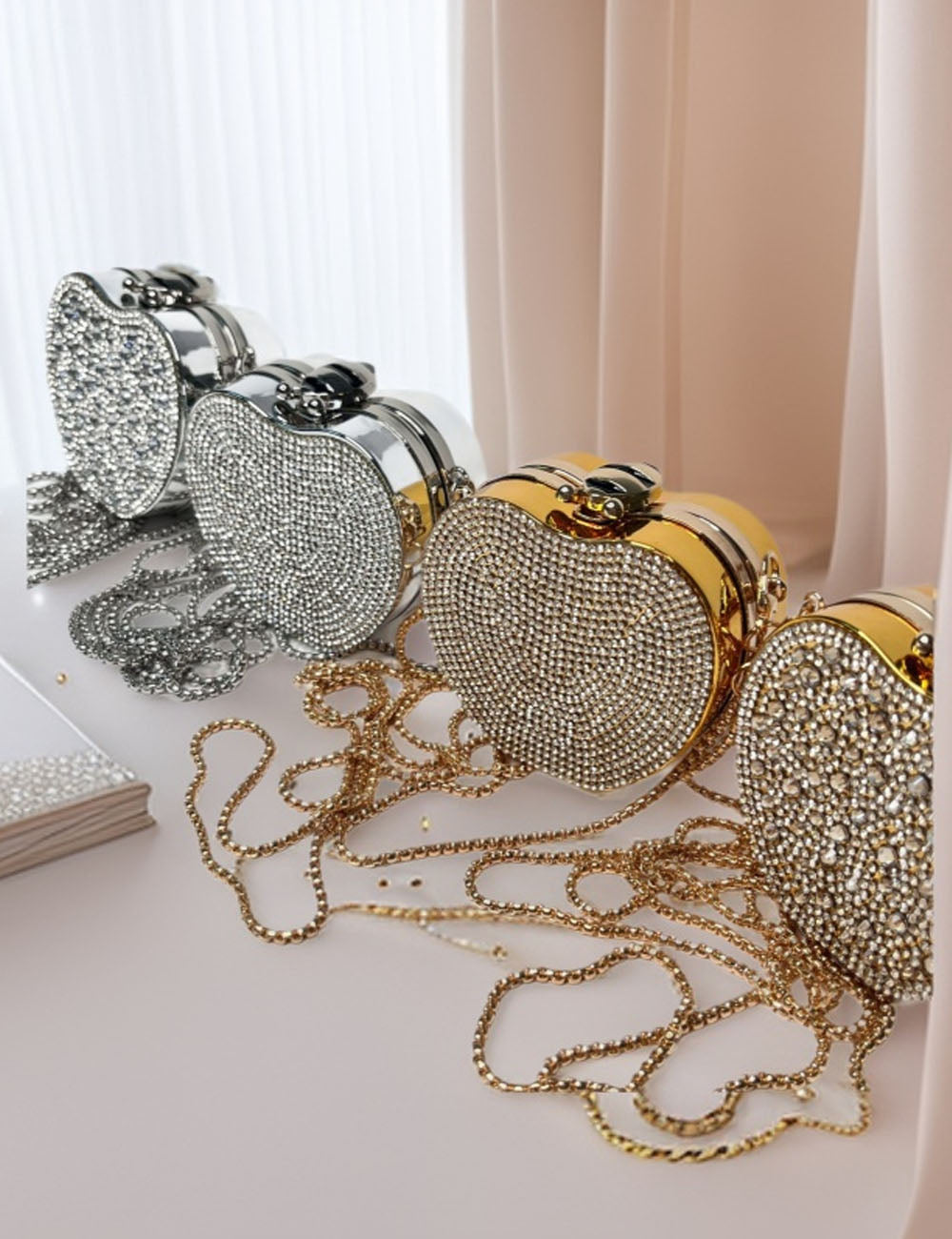 Glitter Rhinestone Acrylic Mini Apple Crossbody Bag 6W10BBG1736
