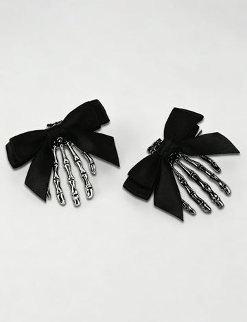 Vintage Bowknot Skeleton Hand Duckbill Hair Clip 6W6HCP1315