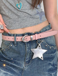 Stylish Metal Silver Buckle PU Leather Belt 6W6JBT193