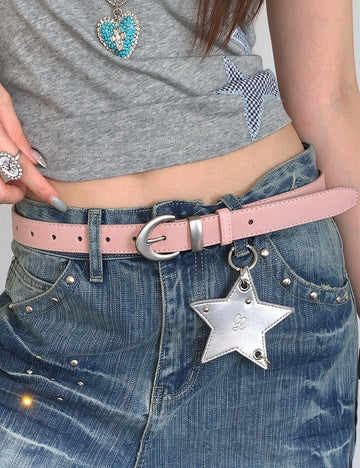Stylish Metal Silver Buckle PU Leather Belt 6W6JBT193