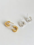 Vintage Gold Plated Twisted C-Shaped Stud Earrings 6W6JER593