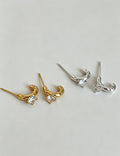 Rhinestone C-Shaped Stud Earrings - DippedShop Wholesale - #3235