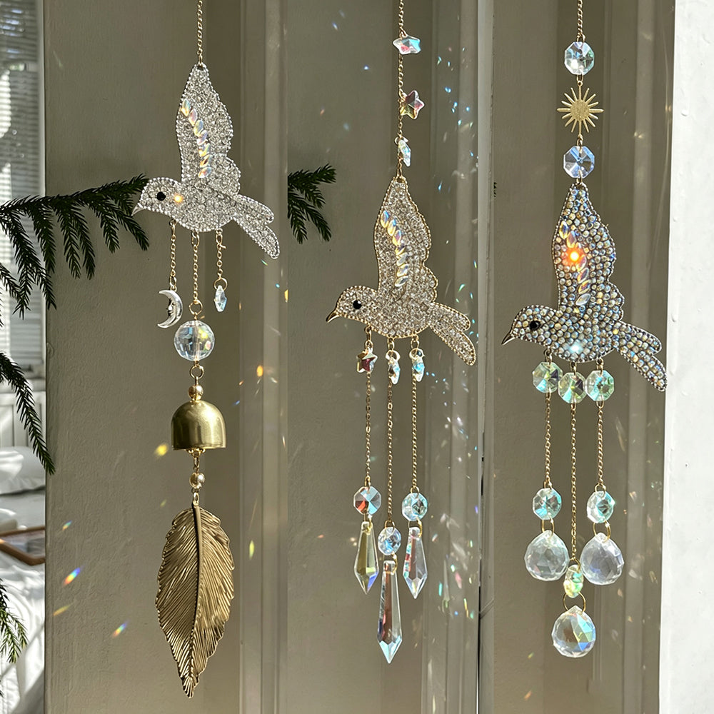 Sparkling Hummingbird Crystal Sun Catcher Wind Chime 6H7HLS206
