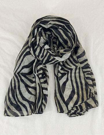 Retro Zebra Print Square Shape Silk Scarf 6W6NSI183