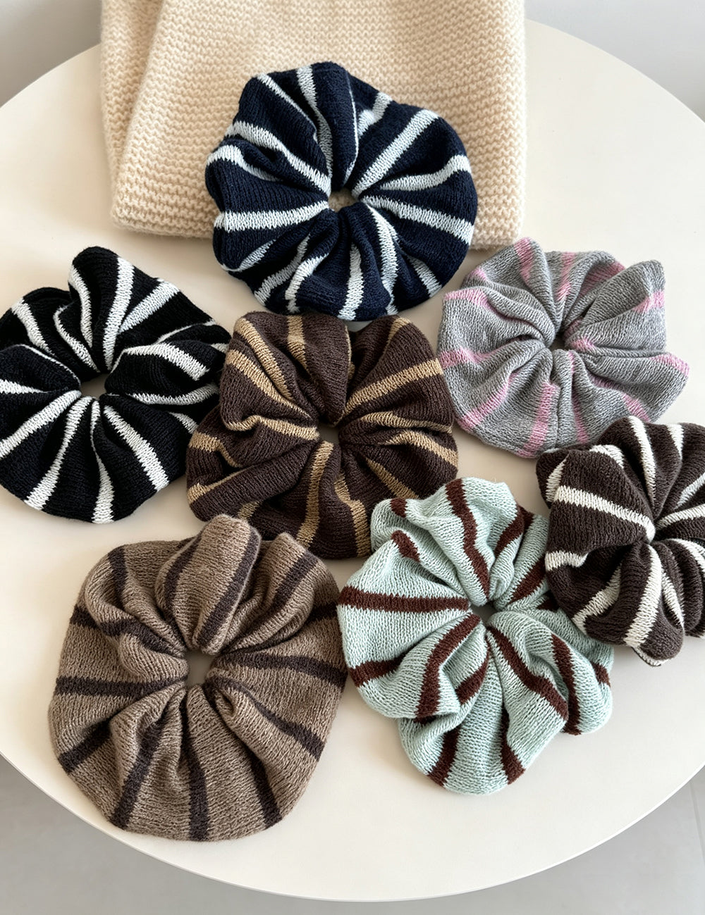 Ruffled Striped Scrunchies - DippedShop Wholesale - #1235
