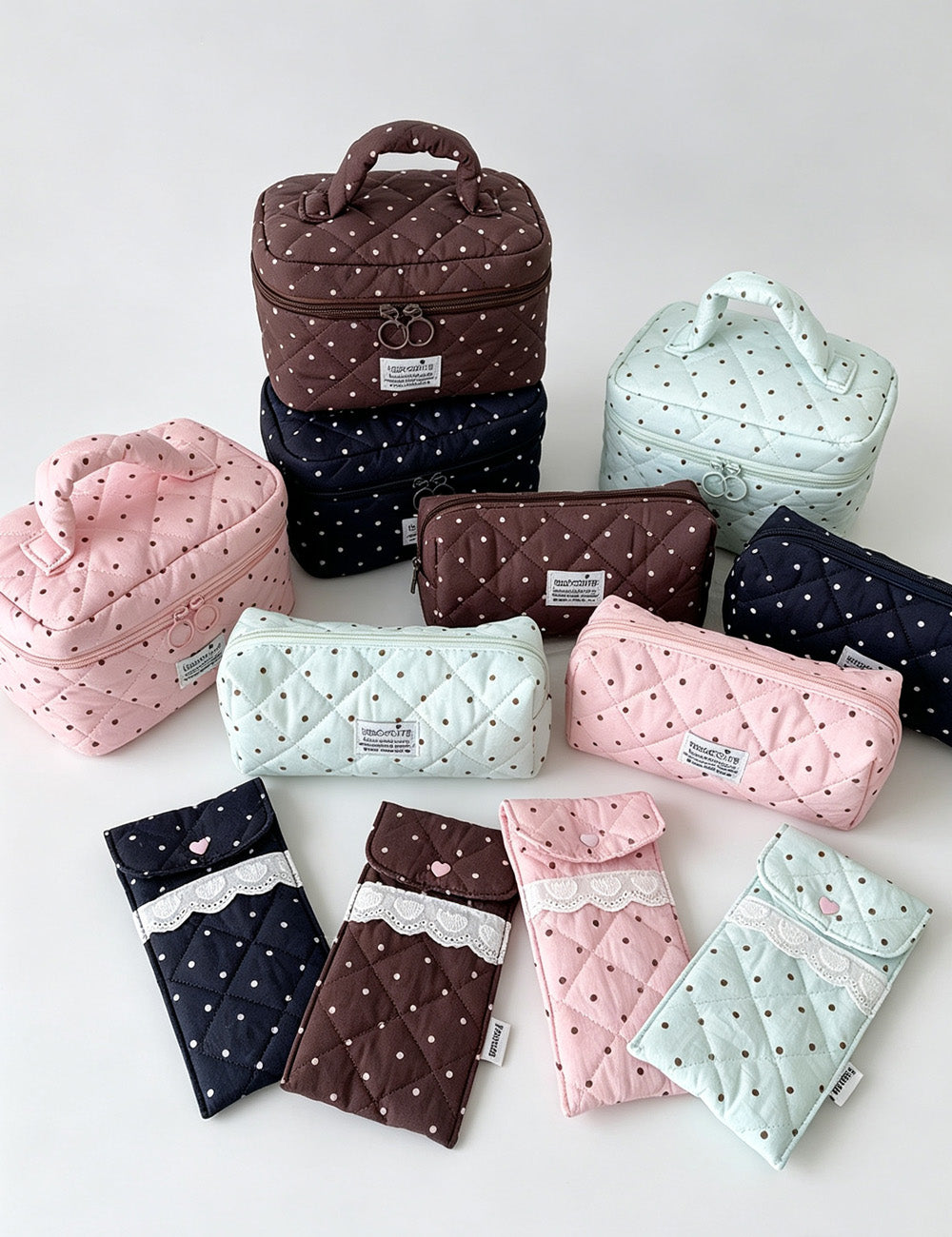 Polka Dot Quilted Makeup Bag - DippedShop Wholesale - #8099