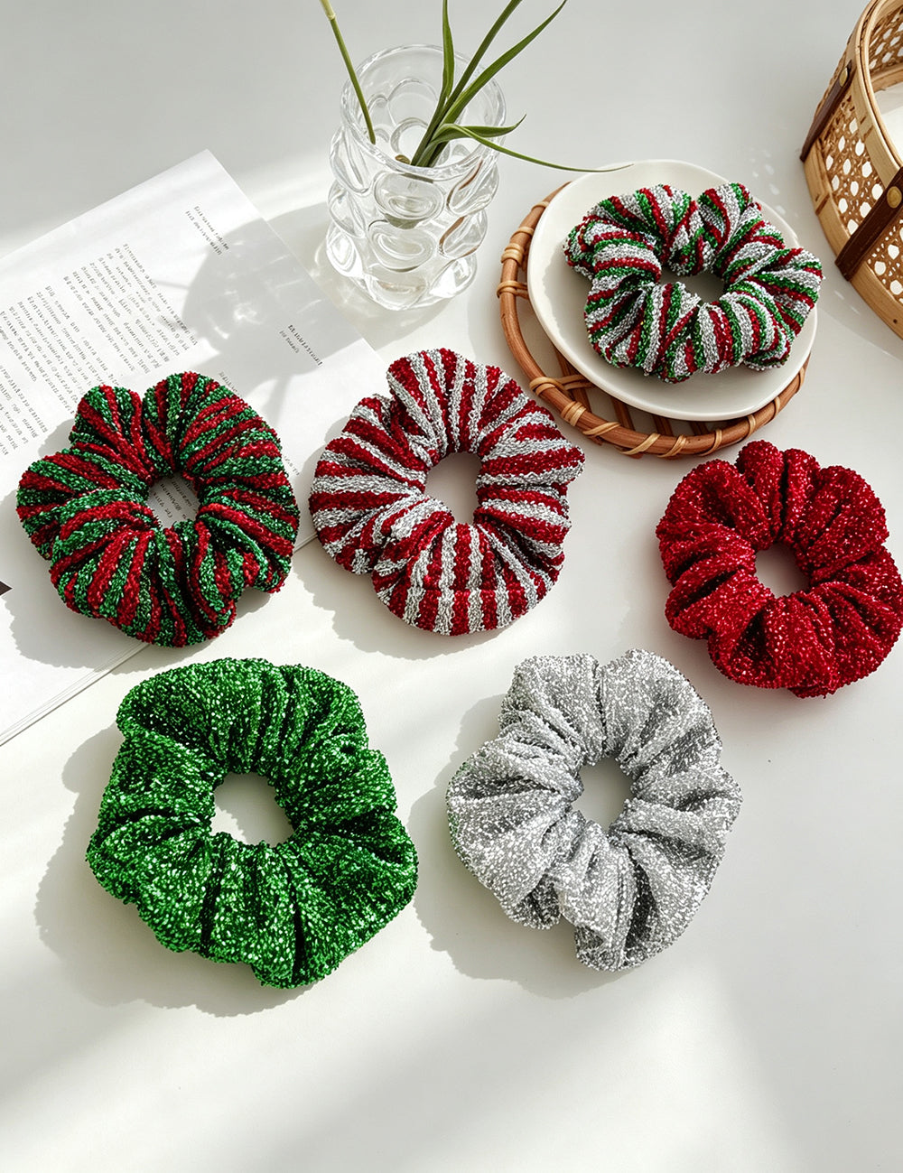 Striped Elastic Hair Scrunchie - DippedShop Wholesale - #1827