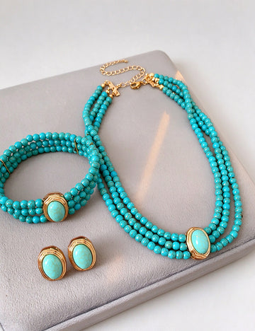 Boho Style Multi Layer Turquoise Choker Necklace 6W6JNC980