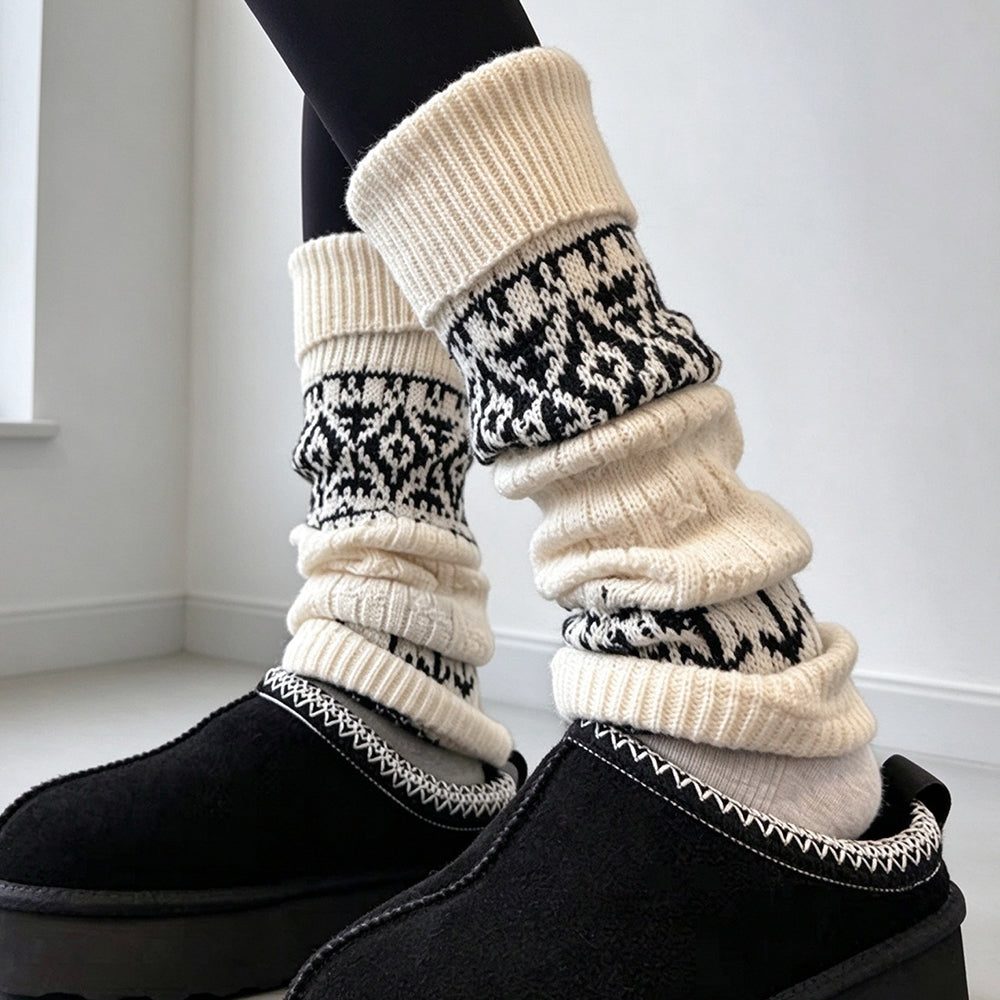 Floral Jacquard Rib Knit Stockings - DippedShop Wholesale - #4323