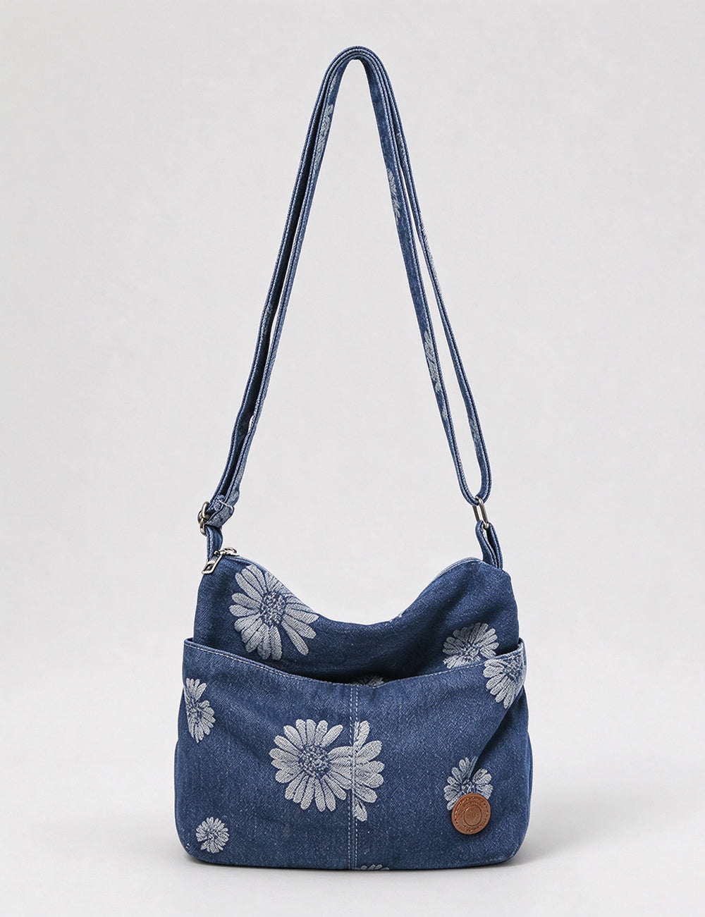 Vintage Daisy Print Denim Shoulder Crossbody Bag 6W10BBG2371