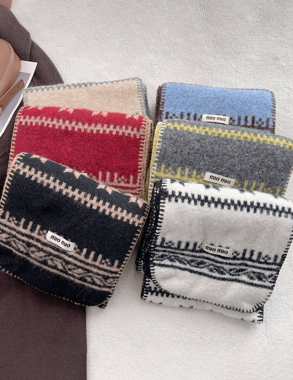 Vinatge Fair Isle Jacquard Warm Knit Scarf 6W6NSC77