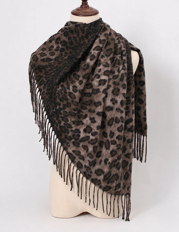 Vintage Leopard Print Fringe Scarf - DippedShop Wholesale - #7443