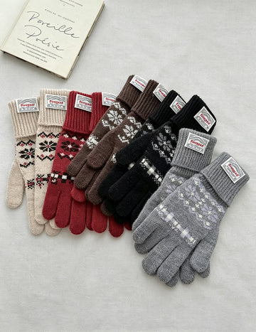Vintage Christmas Snowflake Touchscreen Knit Gloves 6W6GLO106