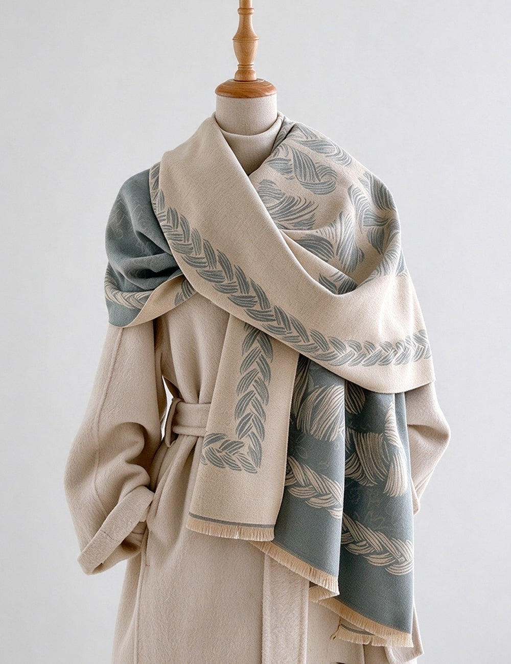 Reversible Jacquard Shawl Scarf - DippedShop Wholesale - #9795