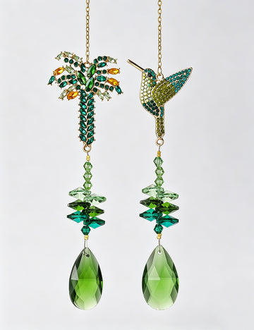 Cute Hummingbird Green Tree Crystal Sun Catcher 6H7HLS193