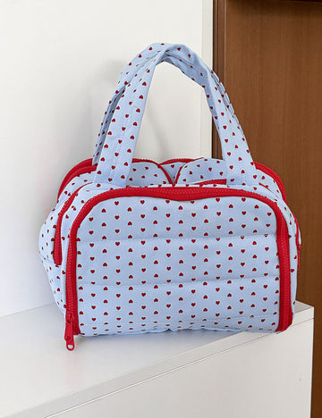 Cute Color Block Love Heart Print Makeup Bag MK2BW6S10BOB108