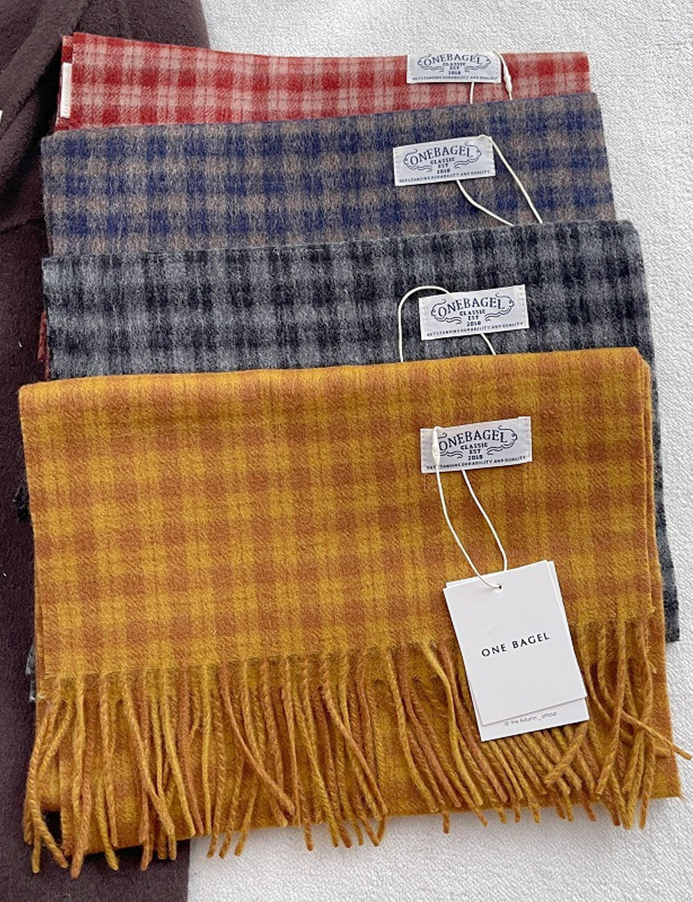 Color Block Plaid Tassel Scarf - DippedShop Wholesale - #7619