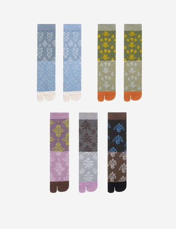 Vintage Floral Embossed Split Toe Tabi Socks 6W8FSO687