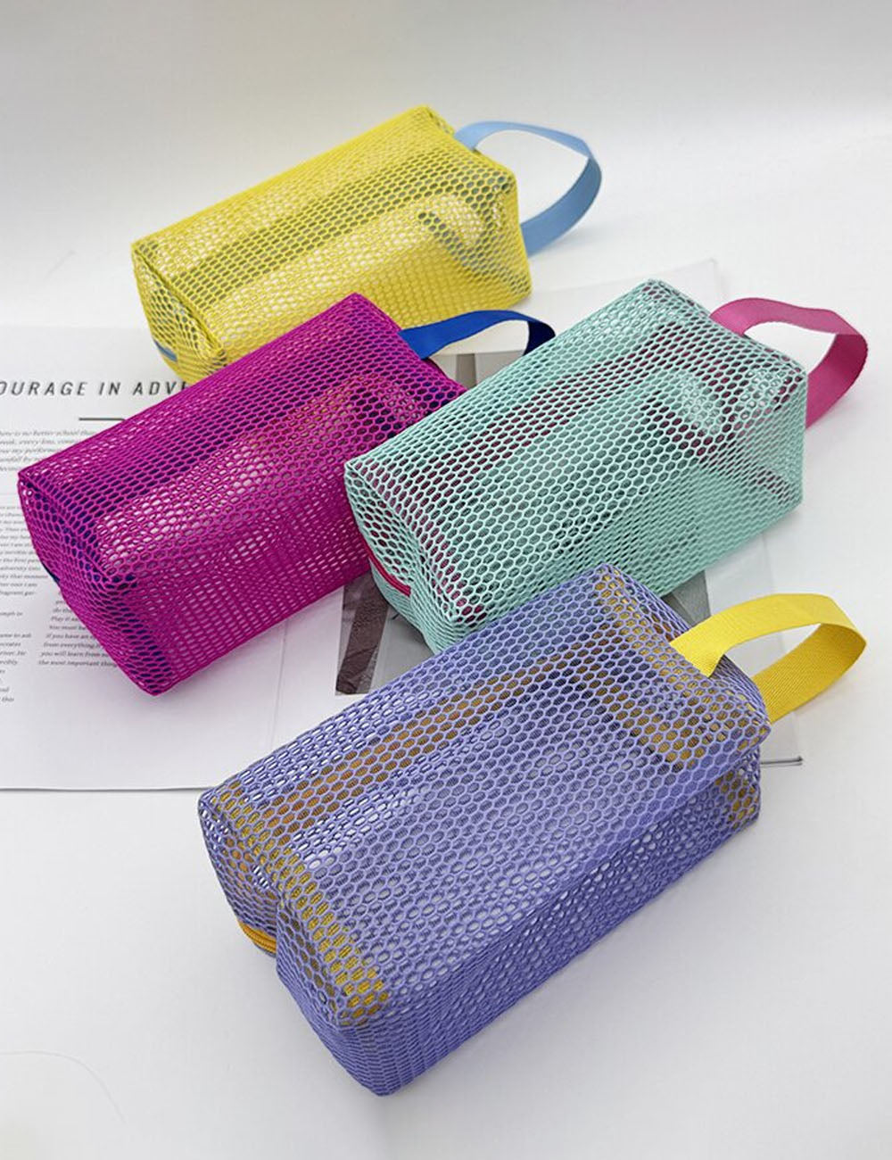 Dopamine Color Block Mesh Large Capacity Makeup Bag MK2BW6S10BOB96
