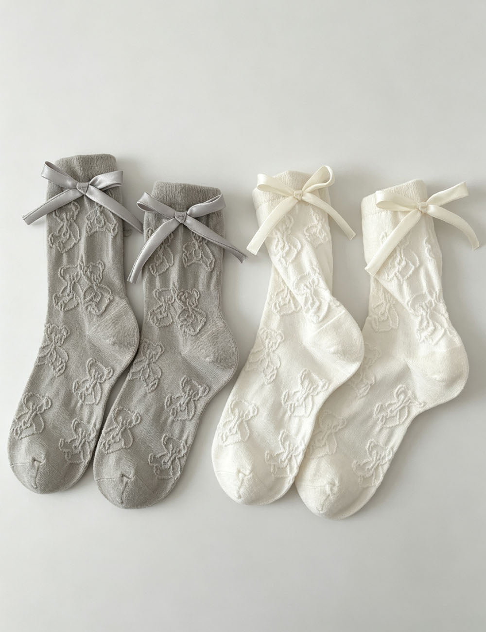 3D Bear Bowknot Crew Socks - DippedShop Wholesale - #8403