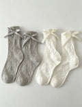 Cute Bowknot 3D Bear Solid Color Crew Socks 6W8FSO539
