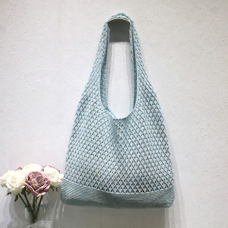 Hollow Out Solid Color Knit Ttote Bag 6W10BBG1783
