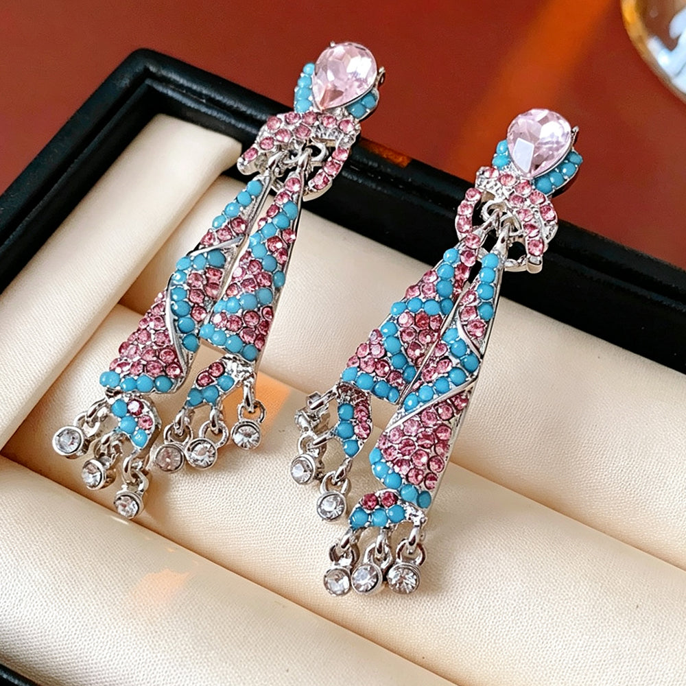 Rhinestone Knot Tassel Drop Earrings 6W6JER764