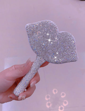 Sparkly Rhinestone Lip Shaped Handheld Mirror 6C5MR103
