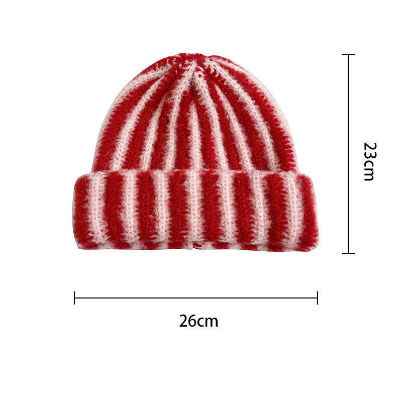 Stylish Color Contrast Striped Knit Beanie Hat 6W6HAT543