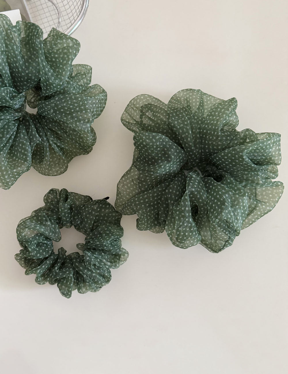 Vintage Polka Dots Sheer Organza Elastic Scrunchies MK2BW6W6HSR86