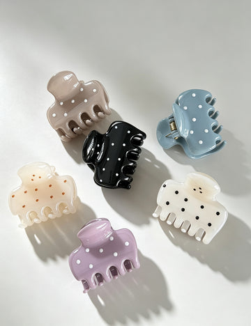 Cute Polka Dot Mini Square Hair Claw 6W6HCP1627