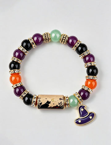 Handmade Halloween Ghost Beaded Stretch Bracelet 6W6JBR449