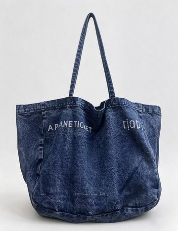 Simple Large Capacity Letter Print Canvas Tote Bag 6W10BBG2496