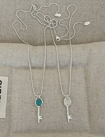 Trendy Turquoise Key Pendant Chain Necklace 6W6JNC445