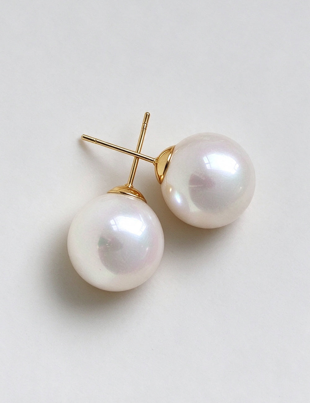 Large Round Pearl Stud Earrings - DippedShop Wholesale - #9795