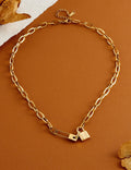 Vintage Gold Plated Lock Pendant Choker Necklace 6W6JNC618