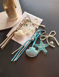 Ocean Element Starfish Shell Pendant Keychain 6W10BBC373
