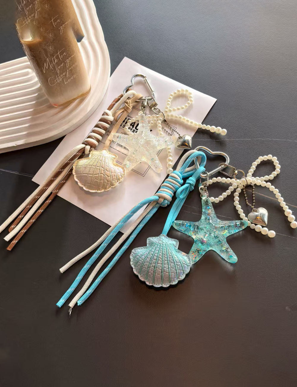Ocean Element Starfish Shell Pendant Keychain 6W10BBC373