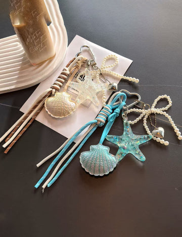Ocean Element Starfish Shell Pendant Keychain 6W10BBC373