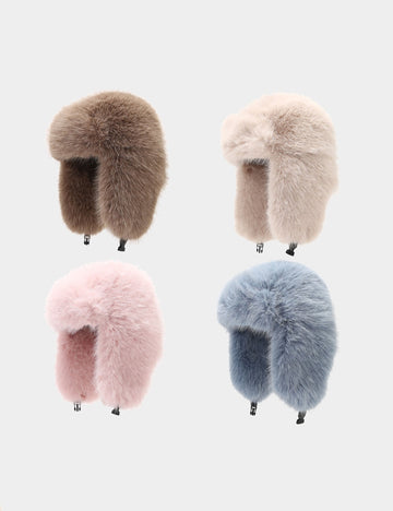 Fashion Solid Color Fuzzy Faux Fur Trapper Hat 6W6HAT530