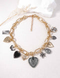 Vintage Heart Pendant Tassel Chain Necklaces 6W6JNC623