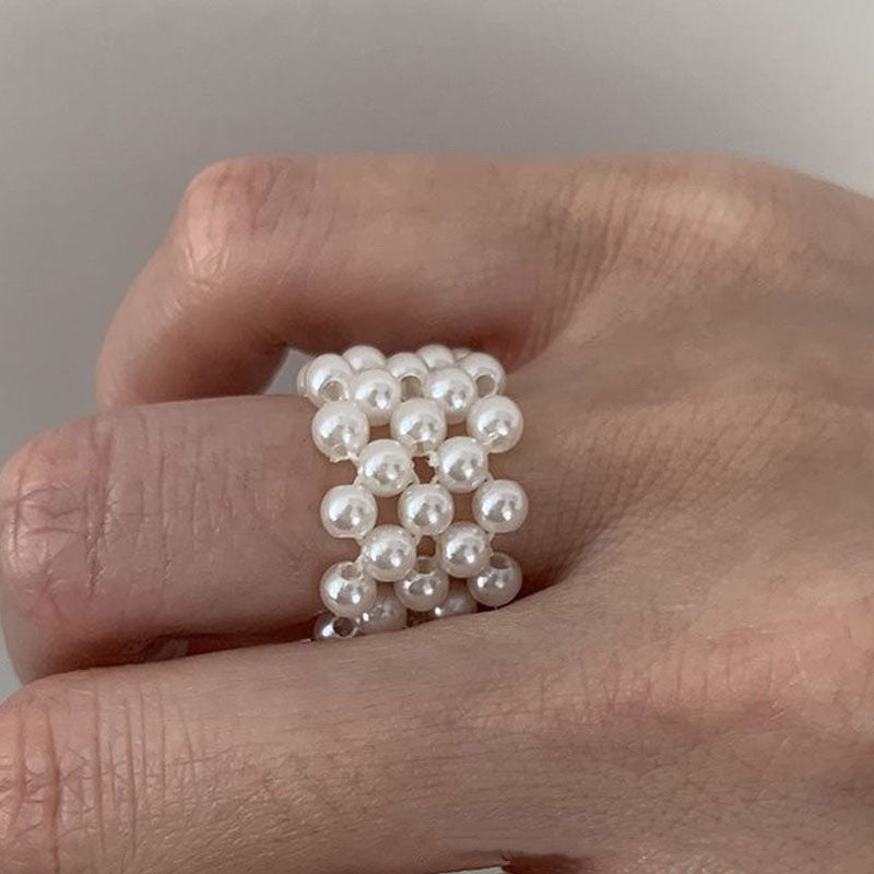 Pearl Braided Elastic Ring - DippedShop Wholesale - #6931