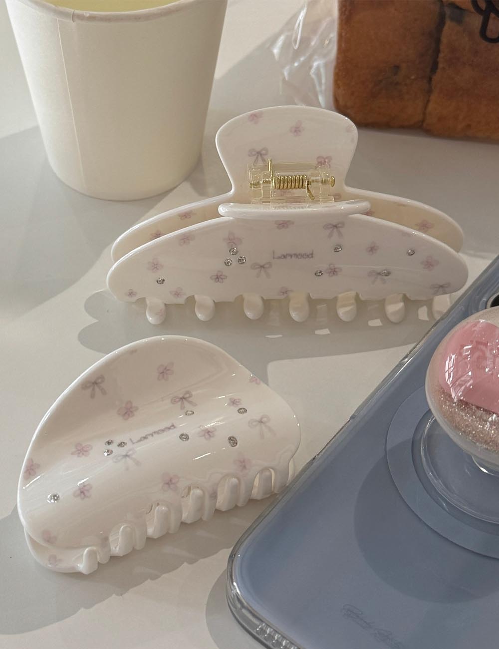 Cute Bowknot Floral Print Acrylic Hair Claw 6W6HCP1298