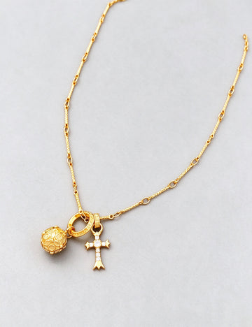 Elegant Gold Plated Rhinestone Cross Pendant Necklace 6W6JNC935