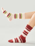 Winter Plush Color Contrast Striped Crew Socks 6W8FSO538