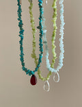 Boho Irregular Natural Stone Beaded Chain Necklace 6W6JNC444
